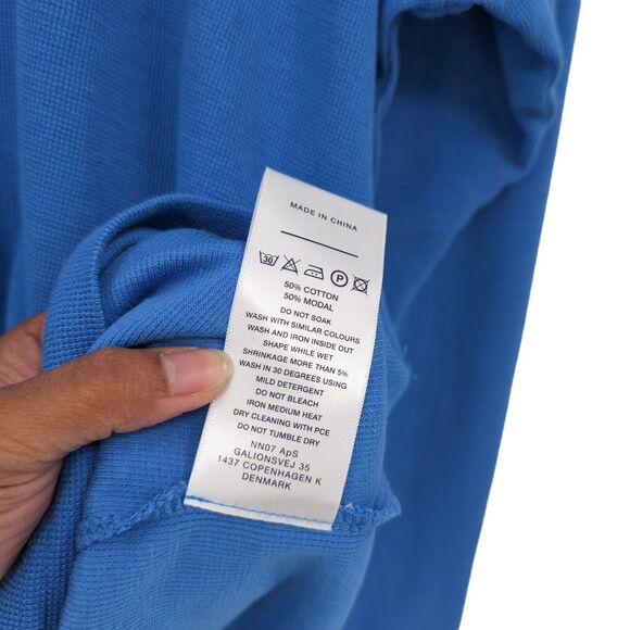 NN07 Men XXL Kurt Tee Blue Coral No Nationality Long Sleeve Cotton Modal Jersey - Picture 5 of 7